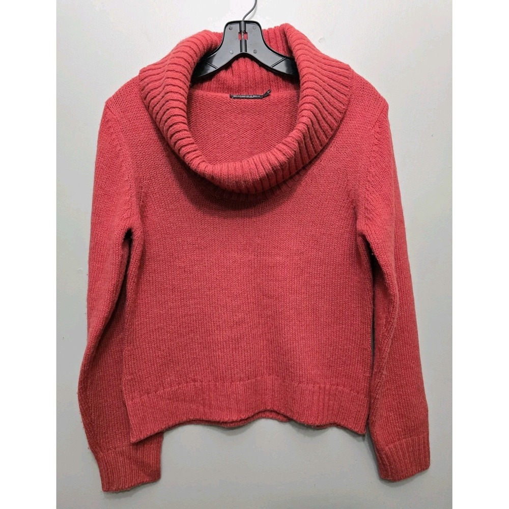 Bianco & Blu Knit Cozy Turtle Neck Sweater Merino Wool Alpaca Superfine Italy L